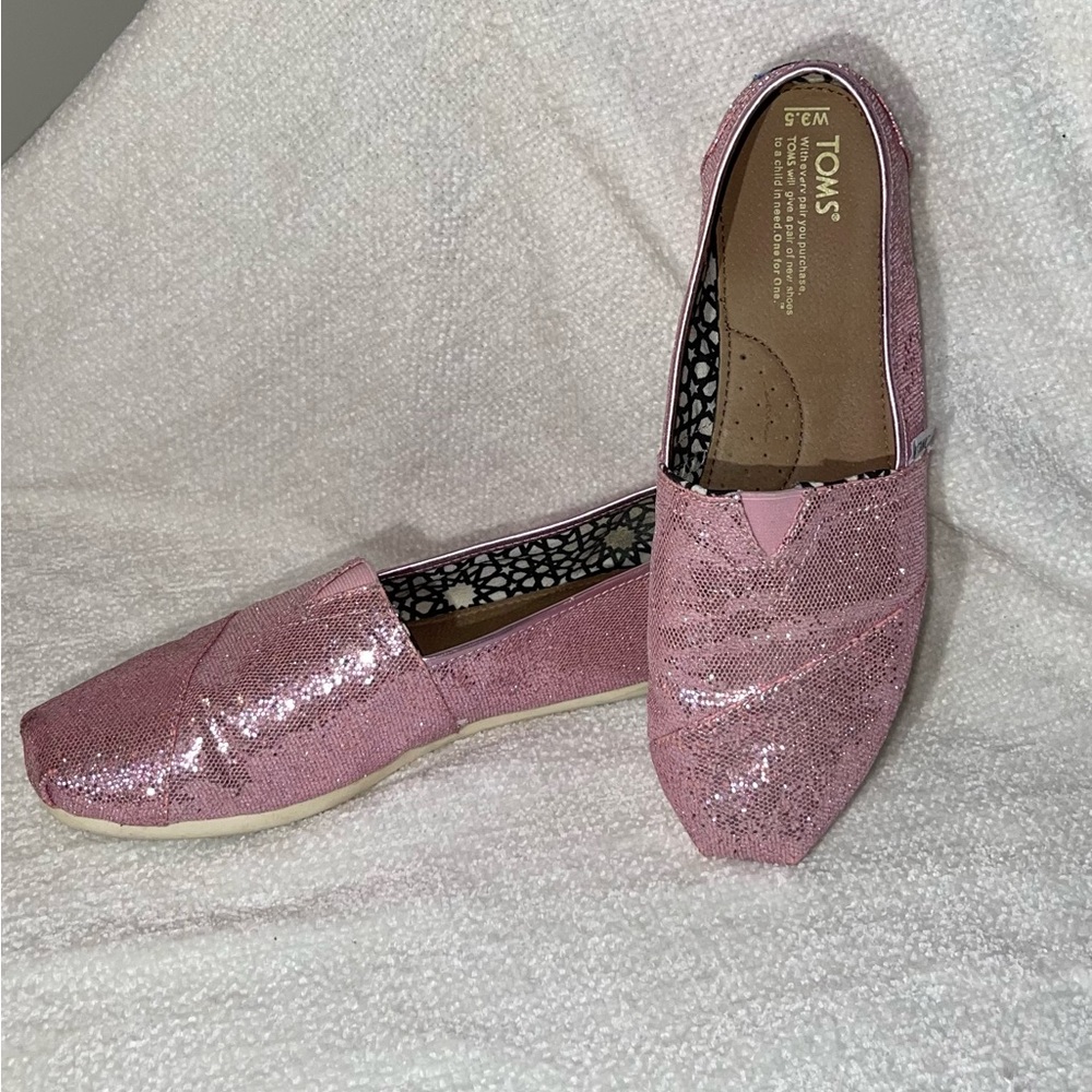Pink Glitter Toms EUC